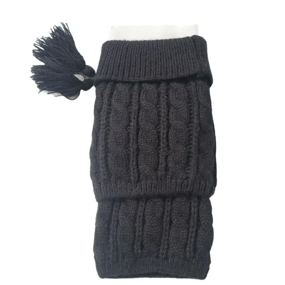Francescas Boot Cuff Black Cable Knit Boot Topper Tassel New One Size